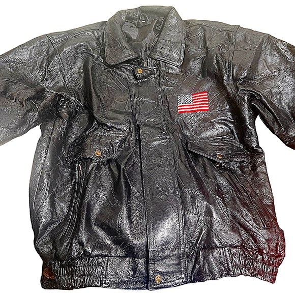 SUPER RARE Vintage Black Authentic Leather Bomber Jacket - Picture 3 of 5